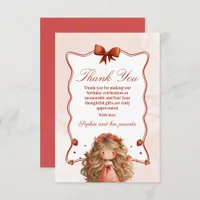 Strawberry Girl Birthday Thank You Card