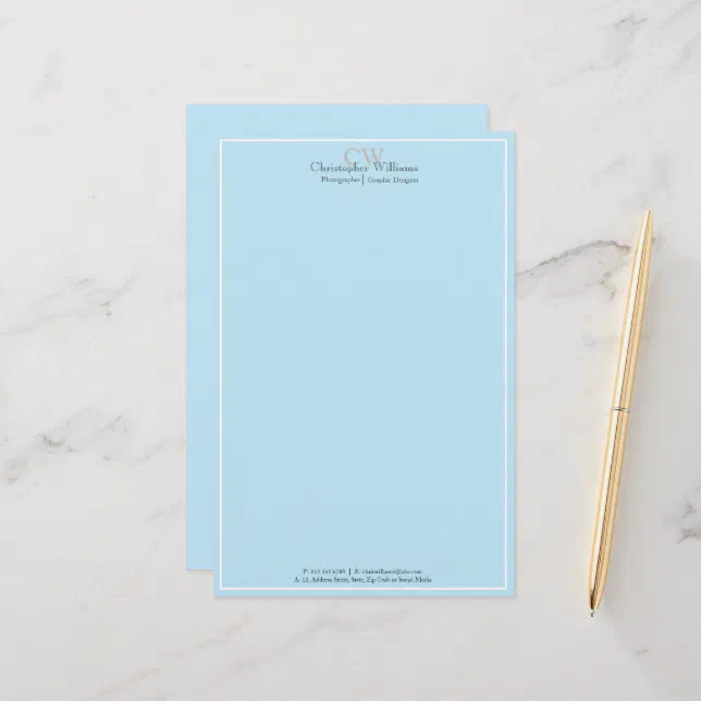 Professional Blue Minimalist Stationery