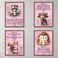 Raccoon, Squirrel, Buffalo, Hedgehog Christian | Wall Art Sets