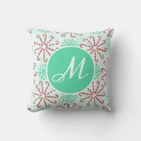 Candy Canes and Snowflakes Throw Pillow