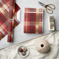 Red Gold Christmas Tartan Pattern#7 ID1009 Wrapping Paper