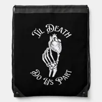 Til Death Do Us Part Skeleton Hand Holding Anatomi Drawstring Bag