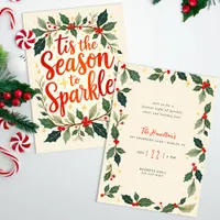 Tis the Season Holly Holiday Party Invite