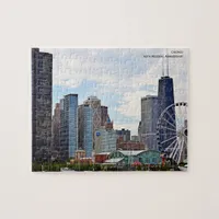 Navy Pier Chicago Skyline Vacation Keepsake Jigsaw Puzzle