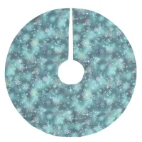 Prettiest Snowflakes Pattern Teal ID846 Brushed Polyester Tree Skirt