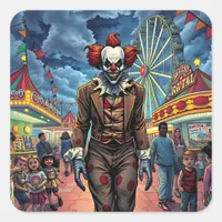 Happy Halloween | Spooky Clown Square Sticker