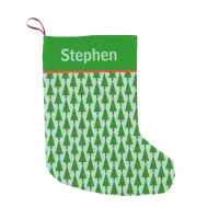 Bright Christmas Tree Pattern with Name on Stripe Small Christmas Stocking