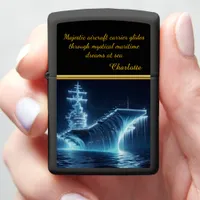 Majestic Vessel Rising From Icy Waters at Night Zippo Lighter