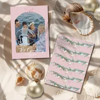 Seas & Greetings Dusty Pink Bow Arch Photo Holiday Card