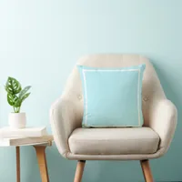 Solid Powder blue White Border Throw Pillow