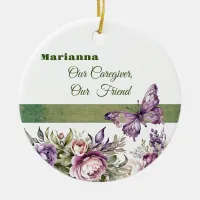 Purple Cottage Floral Caregiver Round Ornament