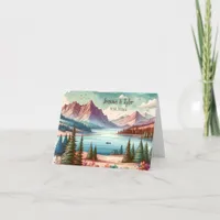 Watercolor Mountain Views Wedding  Thank You Card