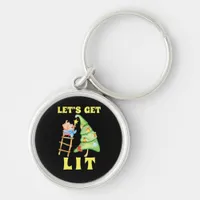 Let's Get Lit Funny Christmas Drinking Classic Keychain