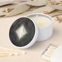 Fine Lines Gold Abstract Wedding Black ID867 Mini Candle Favors