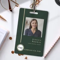 Professional Emerald Green Gold Photo Logo QR code Badge