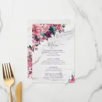 Vintage Pink Floral Marble Mothers Day Menu