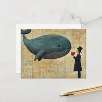 Man with a Heart and a Flying Whale Postcard