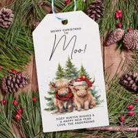 Cozy Highland Cow Farm Animals Merry Christmas Moo Gift Tags
