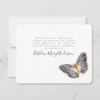 Simple Butterfly Funeral Thank You Card