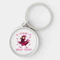 Funny Chicken F-Caw-F Breast Cancer Awareness Vint Keychain
