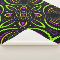 Blacklight Psytrance Nights Geometric Mandala Sherpa Blanket