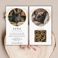 Elegant Gold Photo Dog Pet Social Media QR Code Business Card