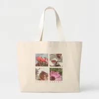 Grandma Moments Flowers and Tea Collage Large Tote Bag