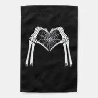 Skeleton Hands Cobweb Heart (White) Classic Garden Flag