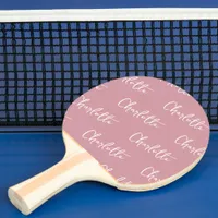 Pink Repeating Name Monogram Girl Ping Pong Paddle