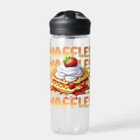 Waffles Covered in Strawberries Personalized Water Bottle