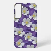 Purple and White Columbine Flower Pattern Samsung Galaxy S22+ Case