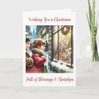 Children Looking into a Christmas Window Holiday Card