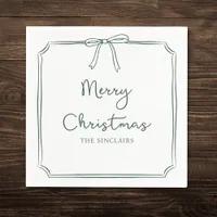 Personalized Minimalist Bow Design Christmas Party Napkins