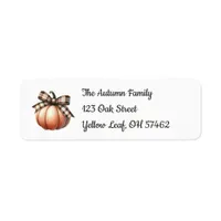 Fall Pumpkin with Plaid Bow Label