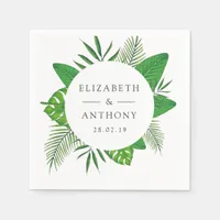 Watercolor Tropical Leaves Wedding Napkins