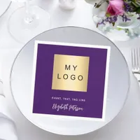 Purple cafe bar business logo signature napkins