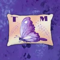 Pretty Butterflies in Purple on Pink Monogram | Accent Pillow