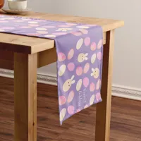 Purple Easter Egg Bunny Abstract Preppy Millennial Short Table Runner