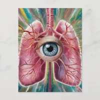 Surreal Eyeball and Lungs Postcard