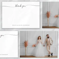 Classic Simple Calligraphy Photo Wedding Thank You Card