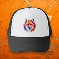 Watercolor Fox Illustration Trucker Hat