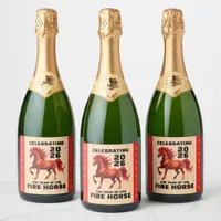 Stunning Chinese Year of the Fire Horse 2026 Sparkling Wine Label