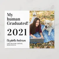 Funny My Human Graduated Dog Class Of 2021 Photo Announcement Postcard