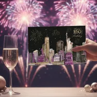Vibrant US Semiquincentennial Pink Purple NYC  Invitation