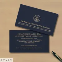 Classic Blue Gold Seal Logo Business Card