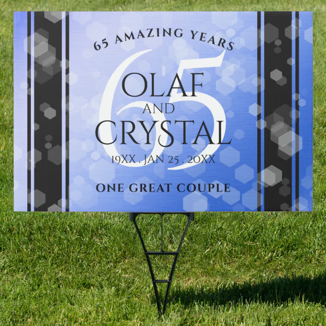 Elegant 65th Blue Sapphire Wedding Anniversary Sign