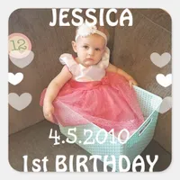 First Birthday Girl Sticker