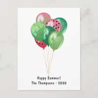 Happy Summer Watermelon Balloons Greeting Holiday Postcard