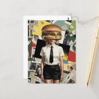 Surreal Cheeseburger Woman Postcard