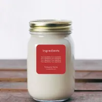 Product ingredient listing red white  label